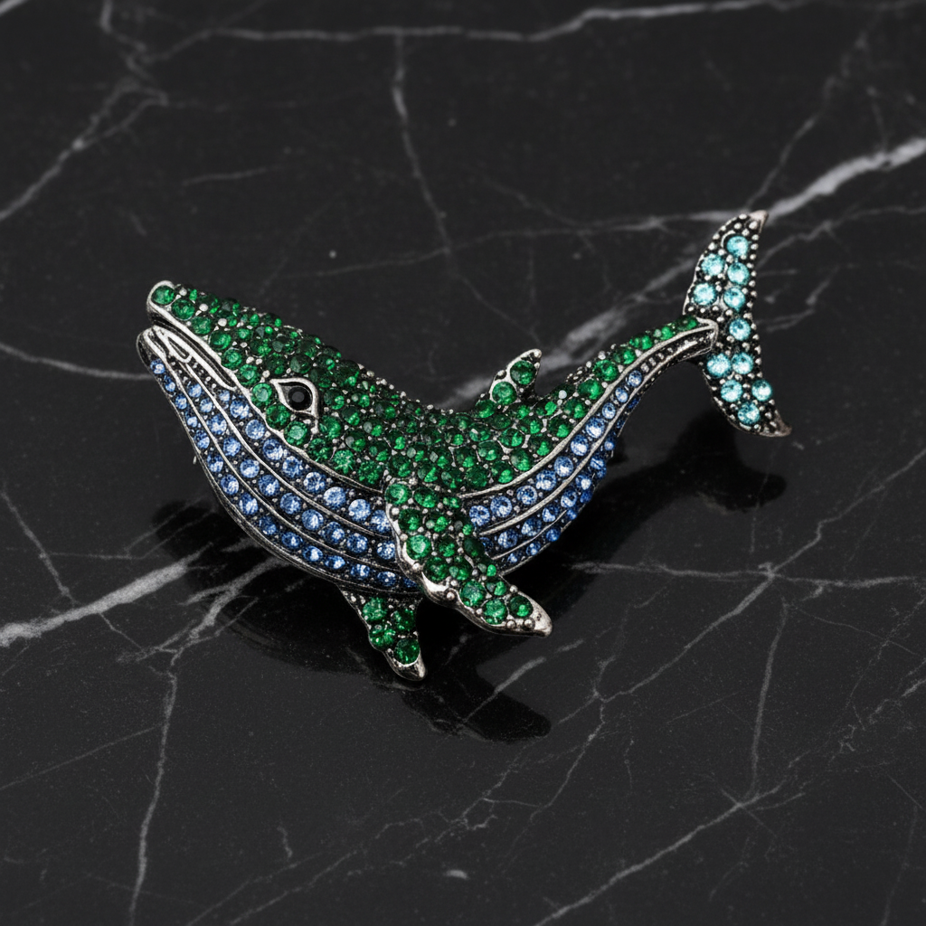 Blue/Green Whale Brooch