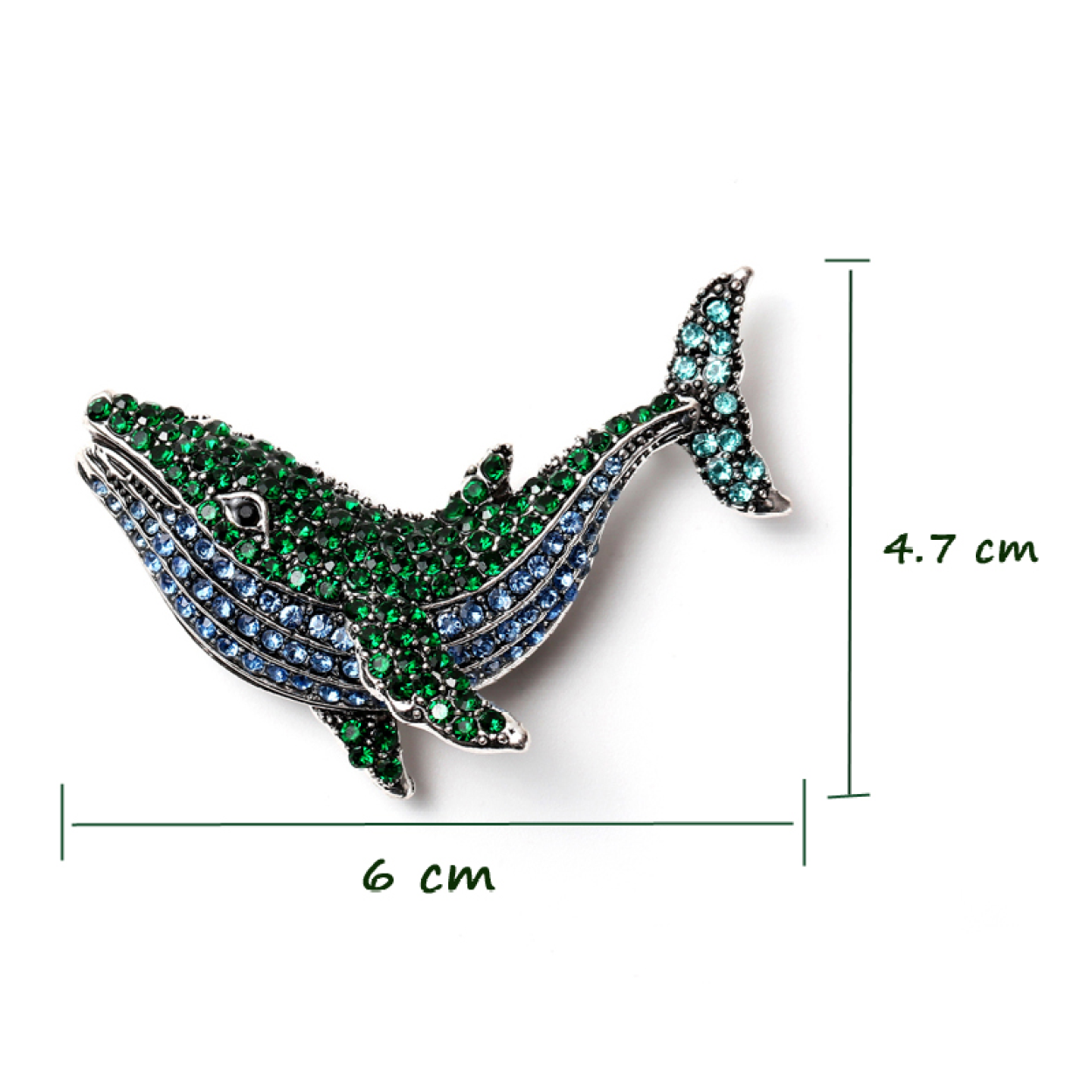 Dimensions: Blue/Green Whale Brooch