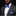 Man wearing blue and grey check bow tie and square on man