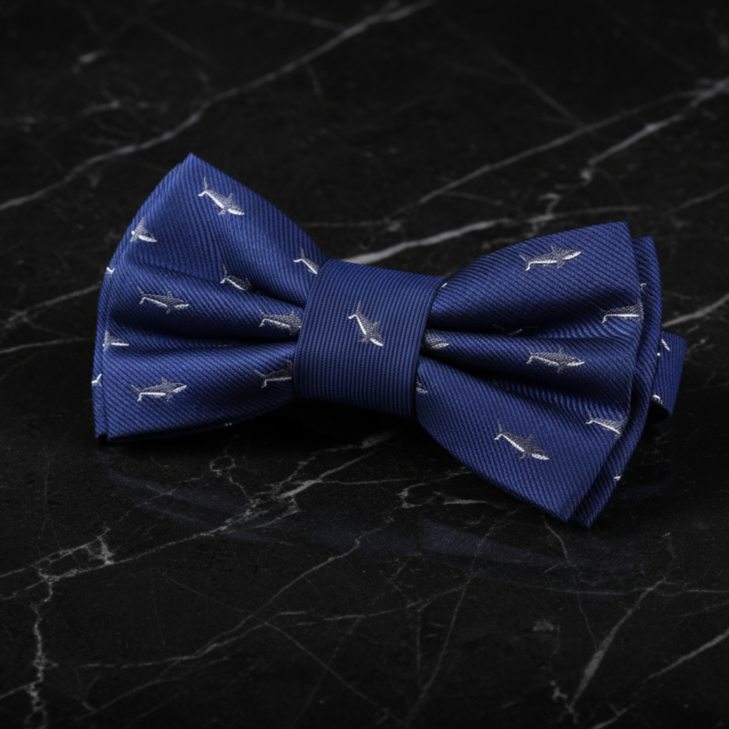 Blue Grey Light Grey Sharks Bow Tie Pre Tied