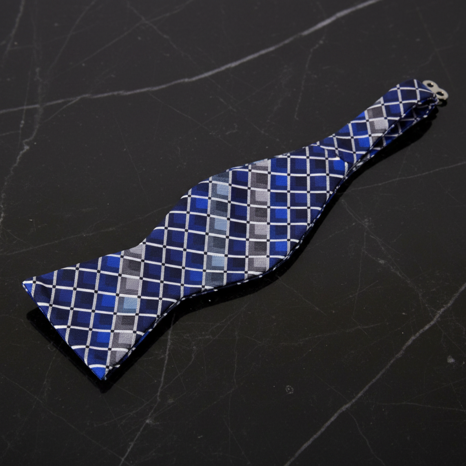 Blue Grey Mozart Self Tie Bow Tie