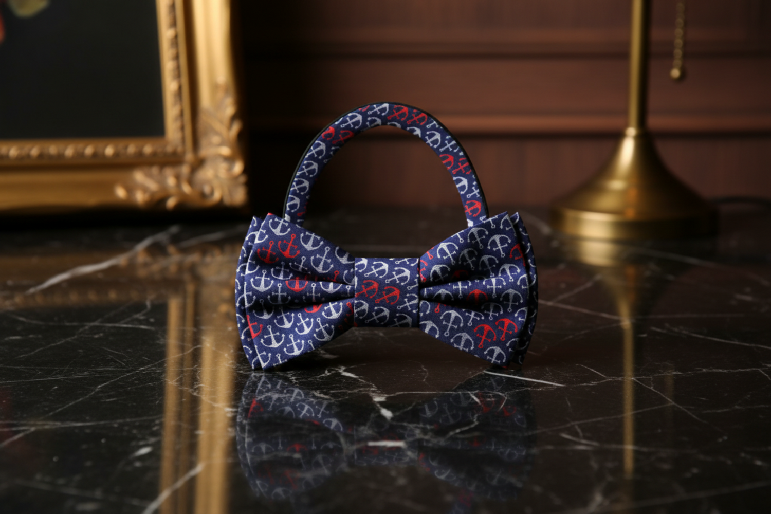 Blue, Red, Grey Anchors Bow Tie Pre Tied