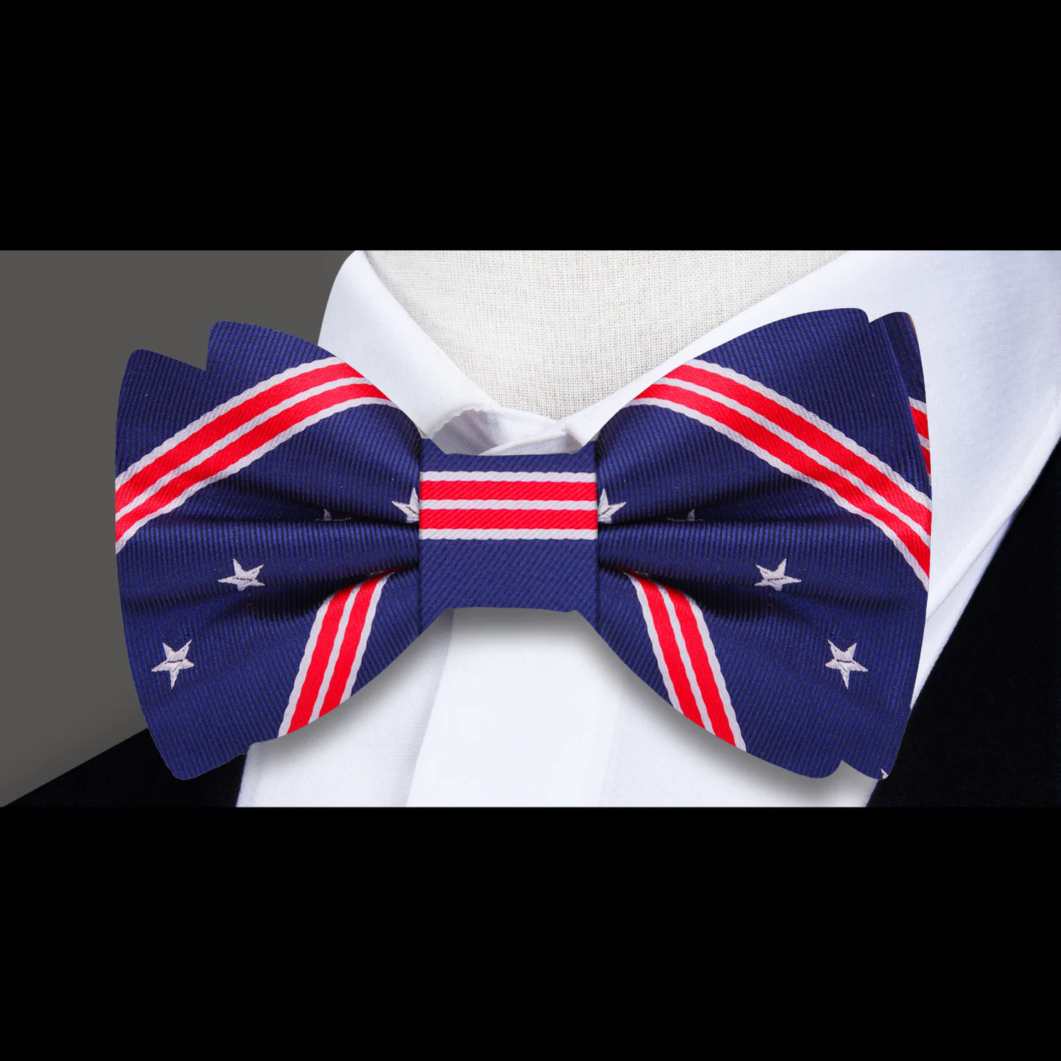 Blue Red White Stars Stripes Bow Tie