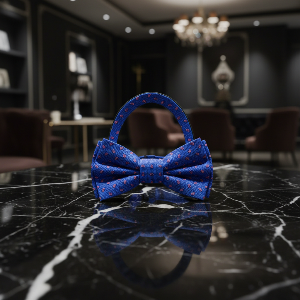 Blue Paisley Pre Tied Bow Tie