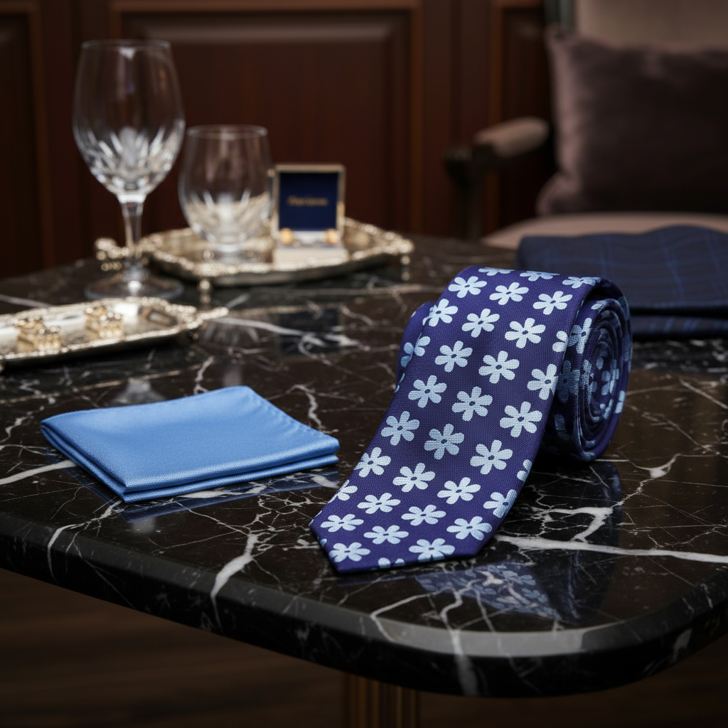 Alt Blue Paisley Necktie and Blue Square