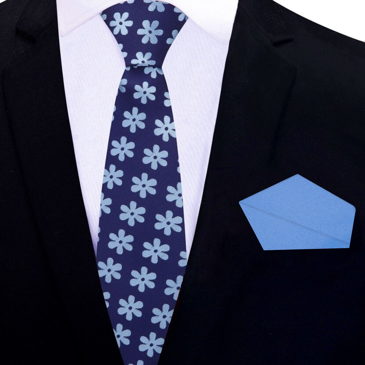Thin Blue Paisley Necktie and Blue Square