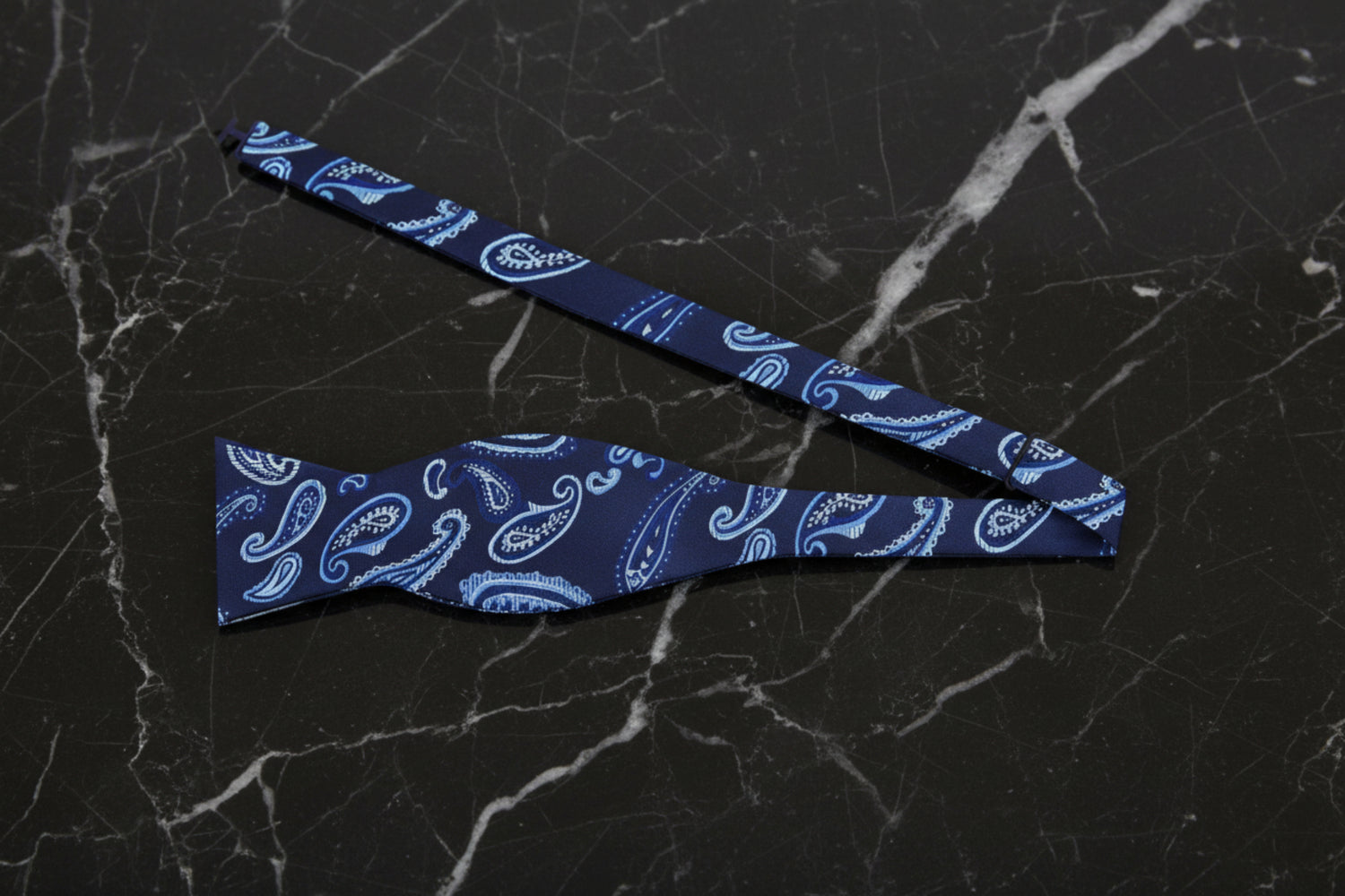 Blue Paisley Self Tie Bow Tie