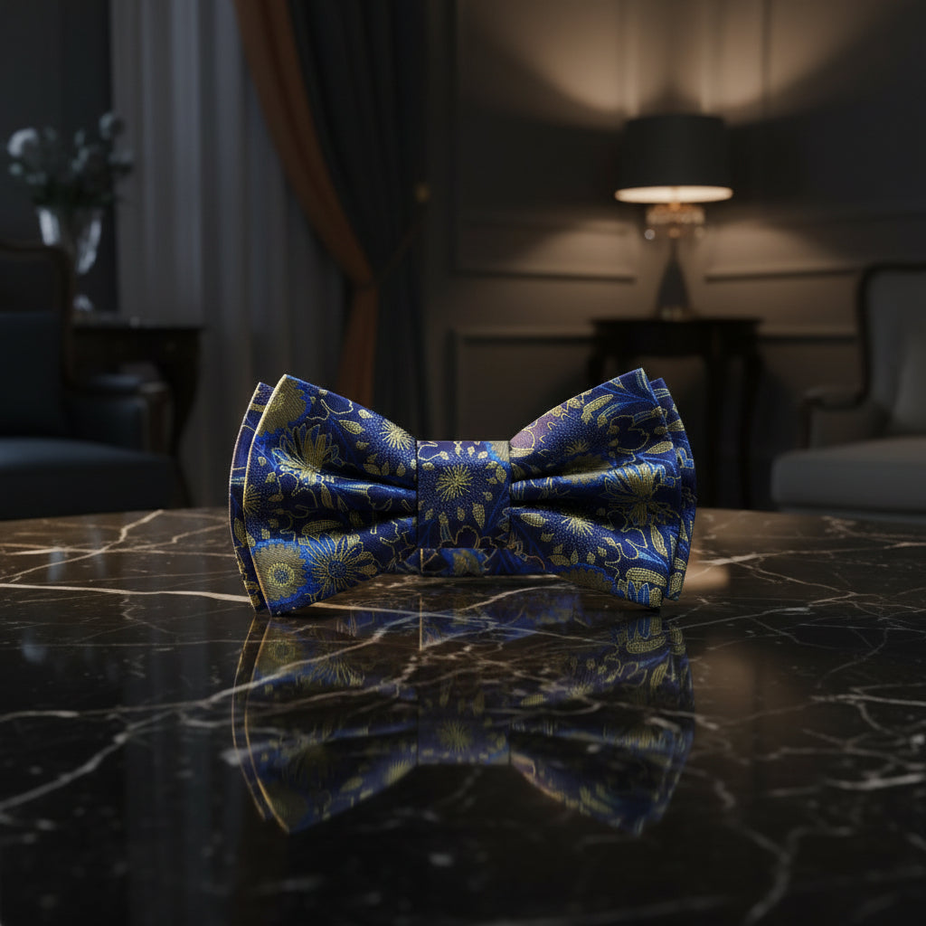 Blue Floral Bow Tie