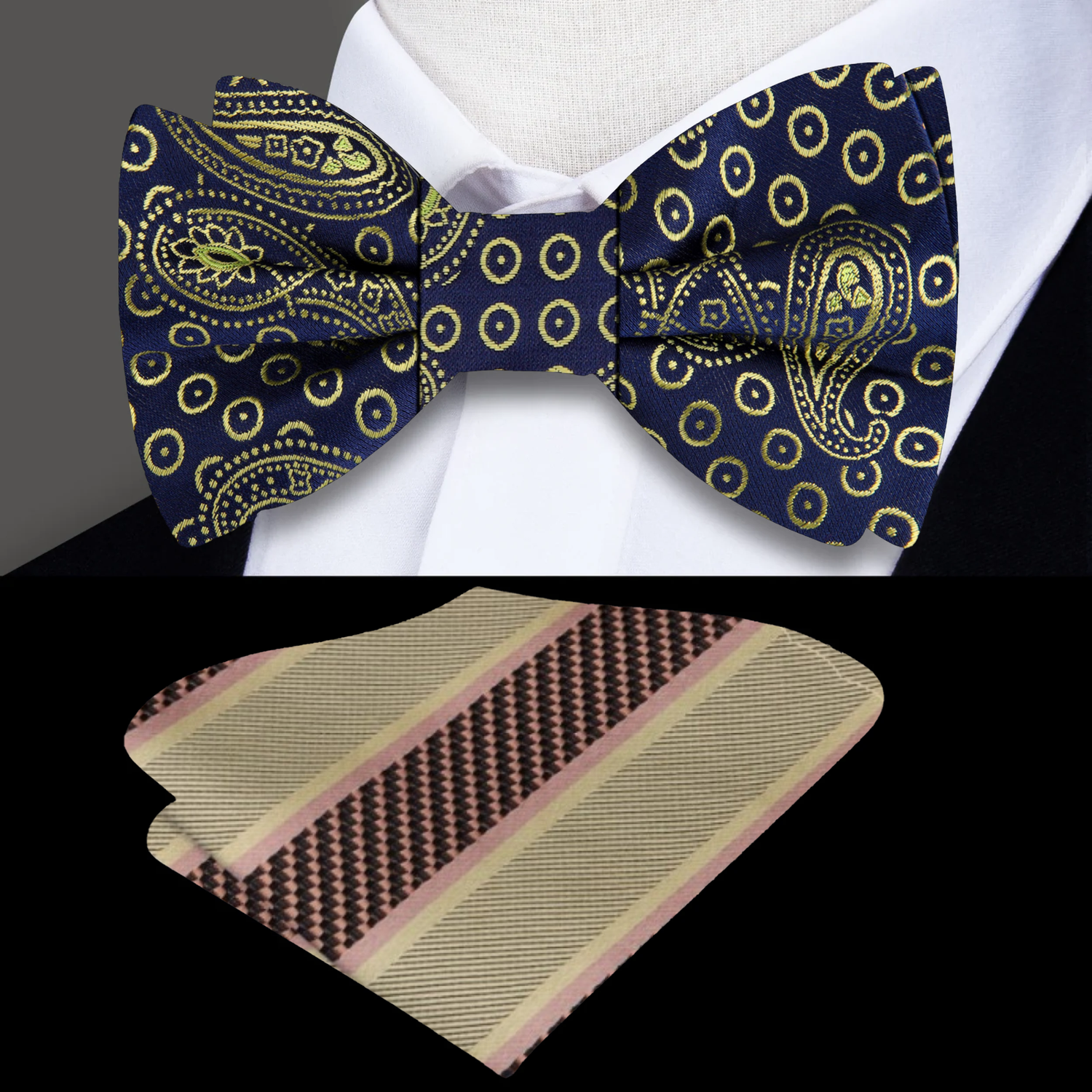 Blue, Light Gold Paisley and Accenting Square