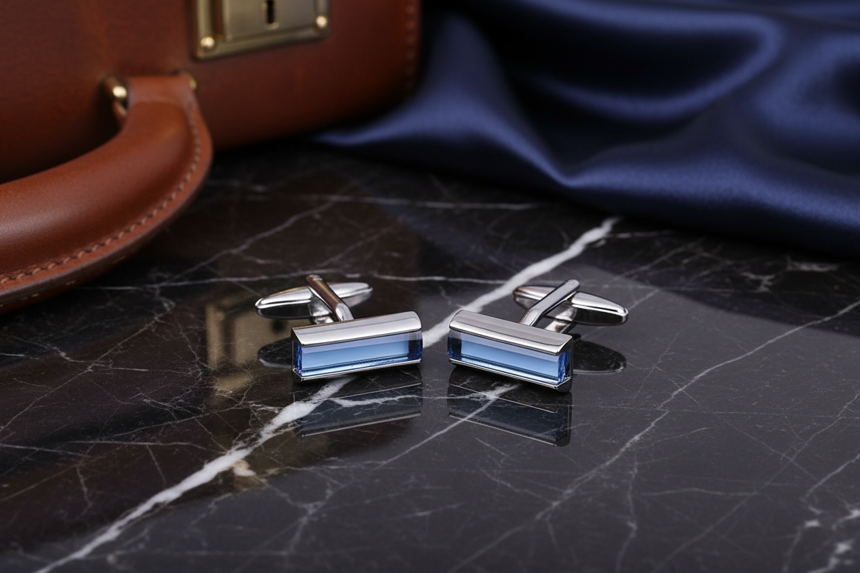 2: Chrome Blue Cufflinks