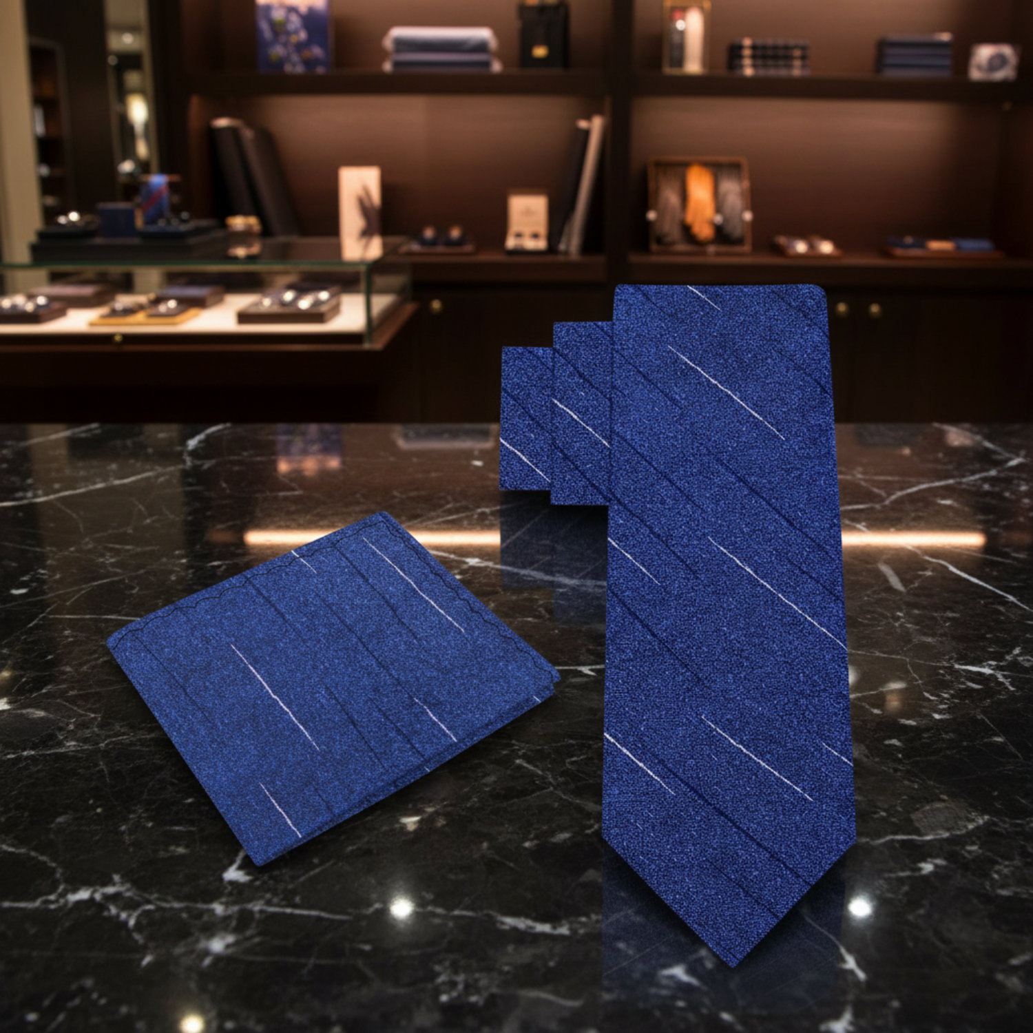 alt blue stripe tie and pocket square