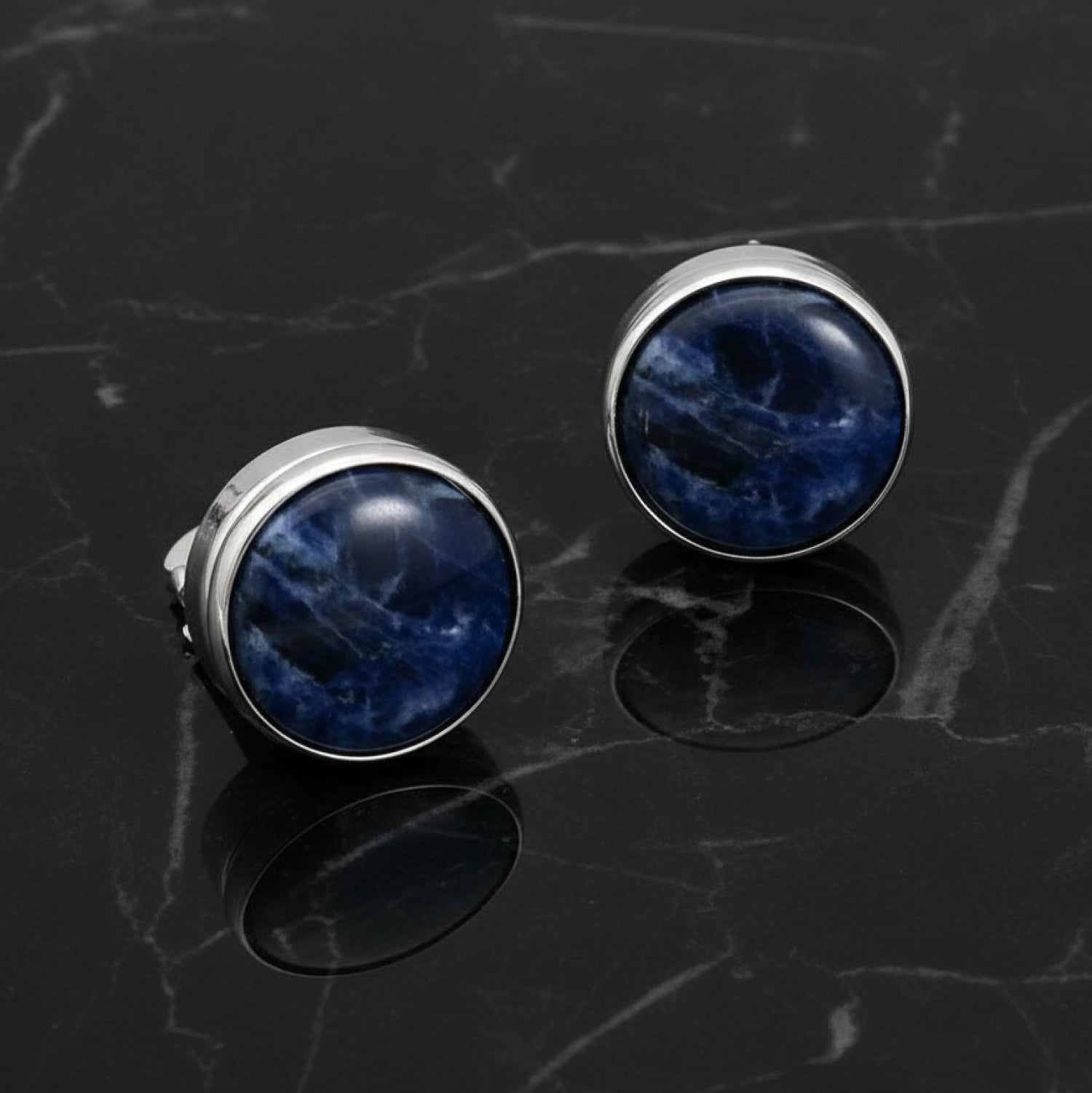 Blue Black Marble Button Covers