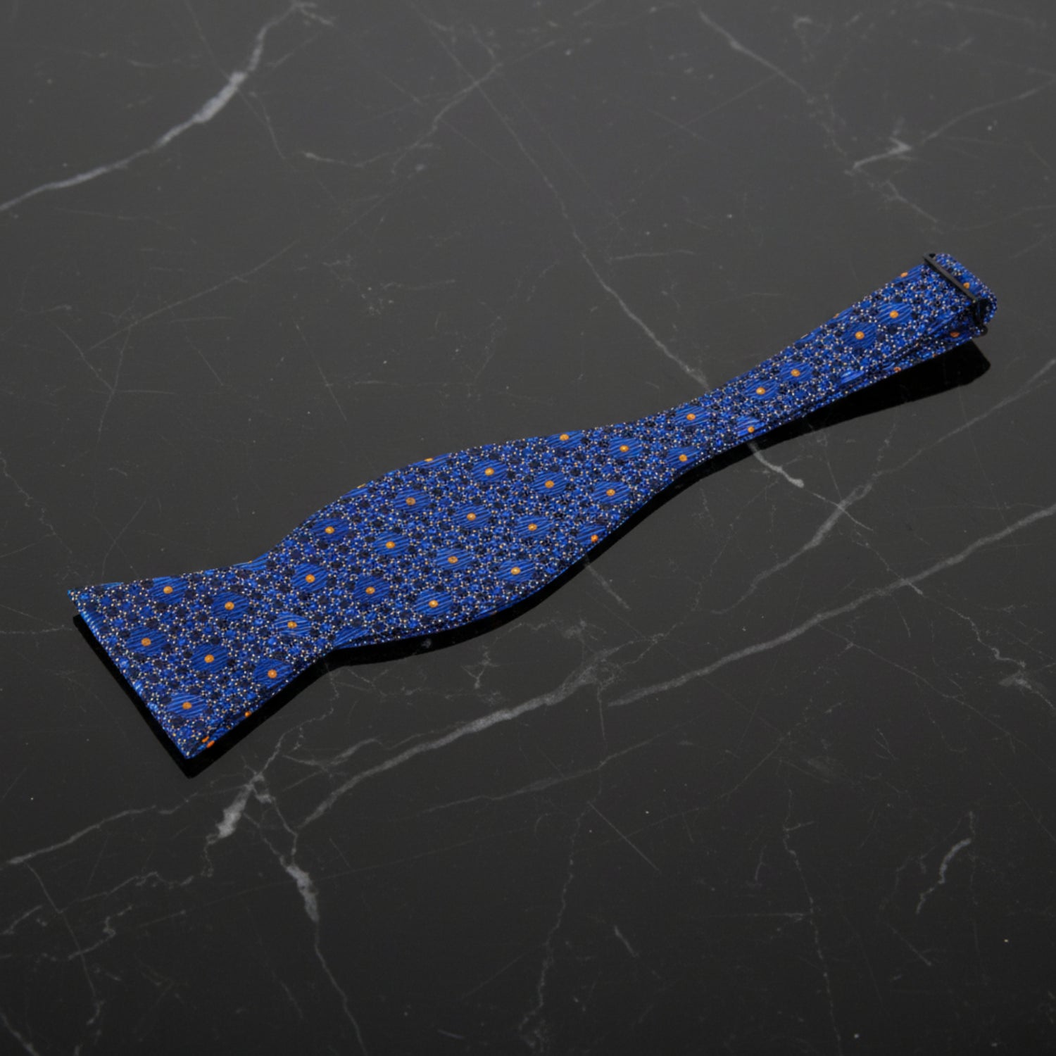 Shades of Blue Geometric Blocks Bow Tie Self Tie