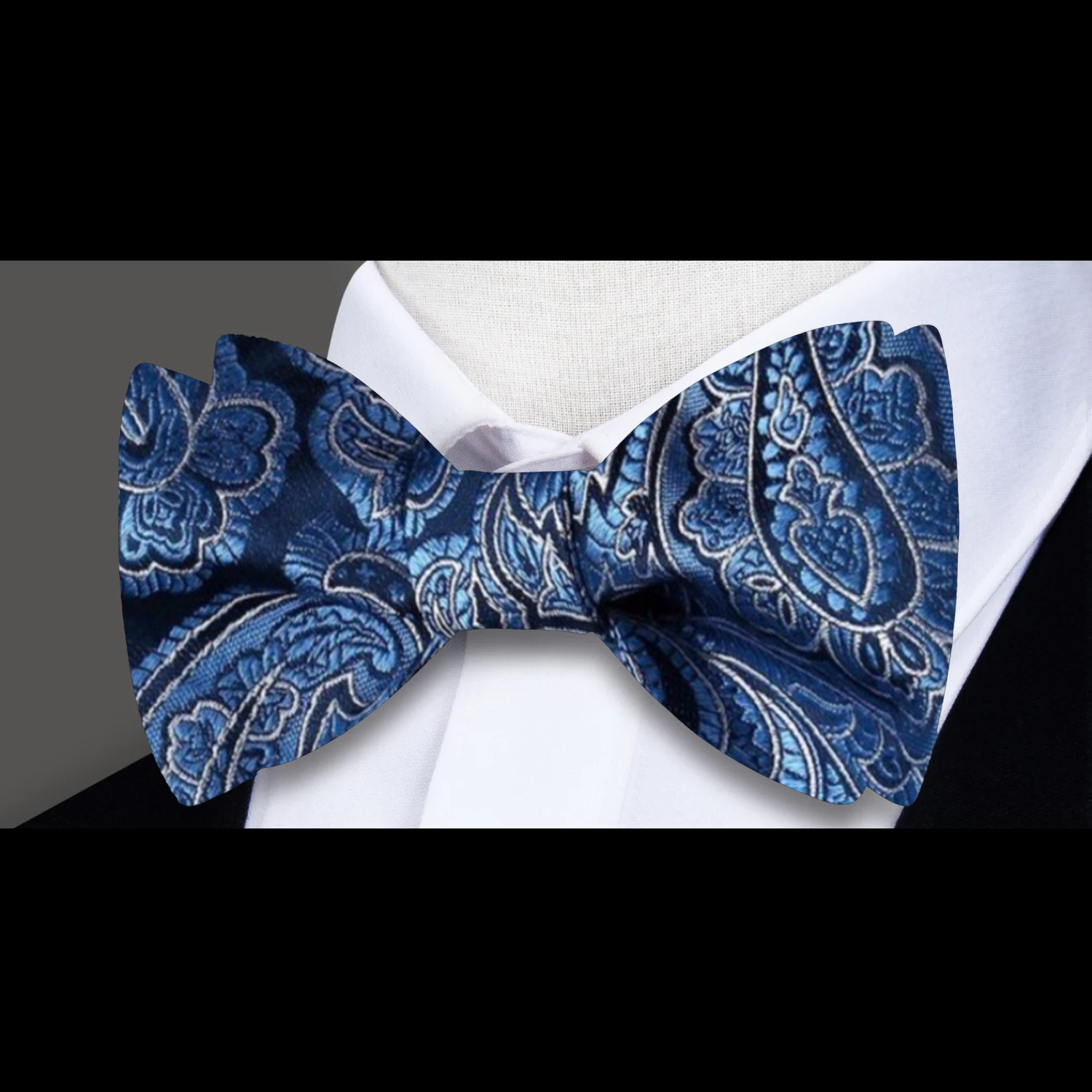 Blue Paisley Bow Tie