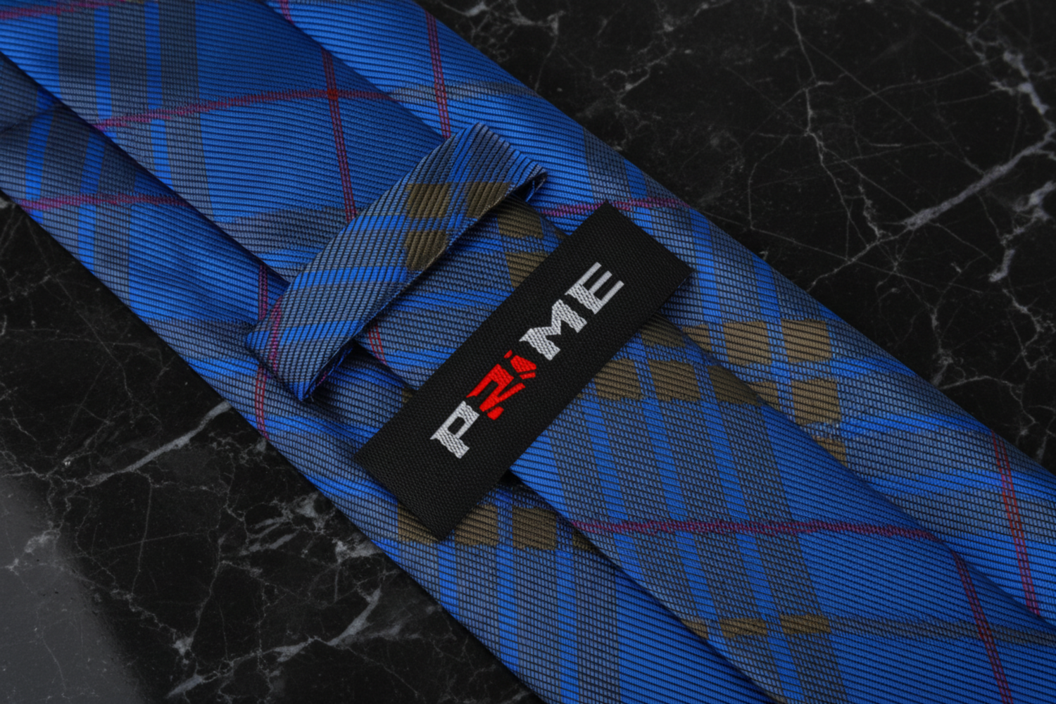 Blue, Olive Brown Plaid Necktie Keep