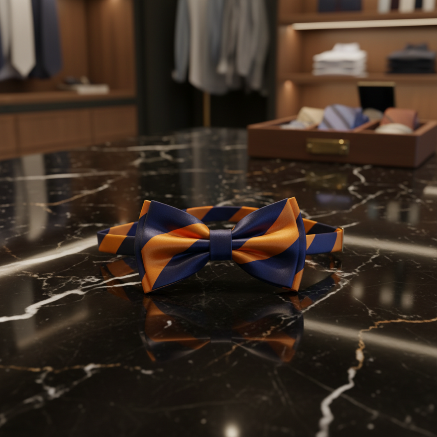 Blue/Orange Stripe Bow Tie 