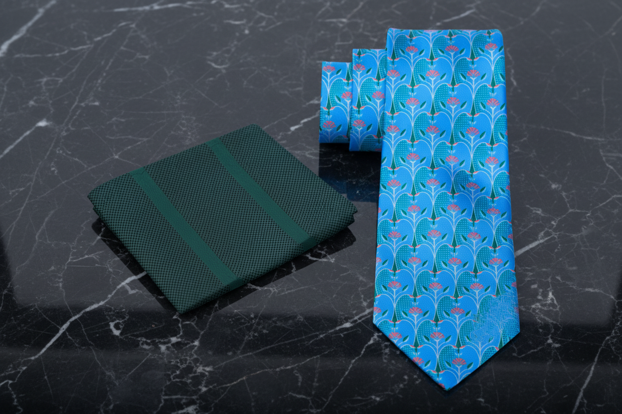 Alt Blue Apple Slice Necktie and Green Square