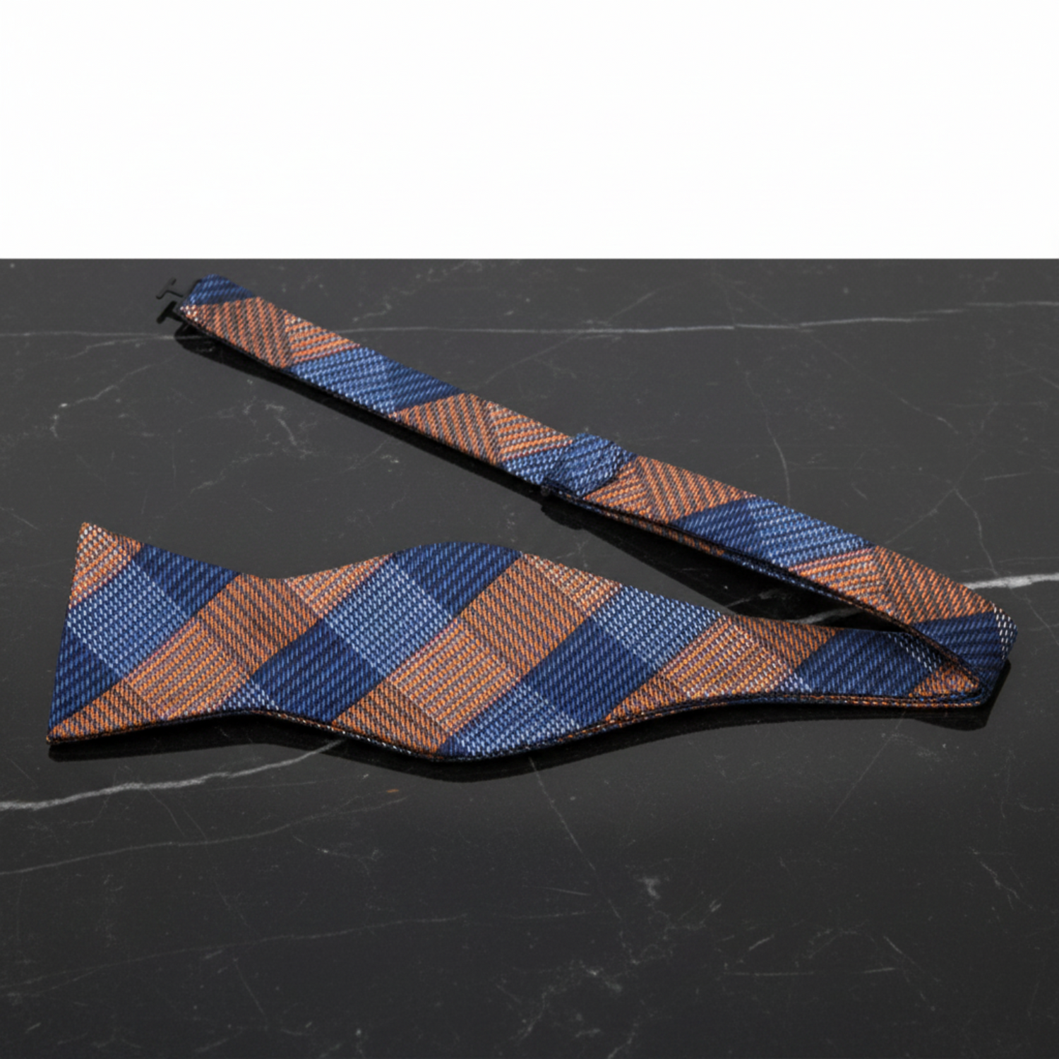  Orange and Blue Geometric Bow Tie Self Tie