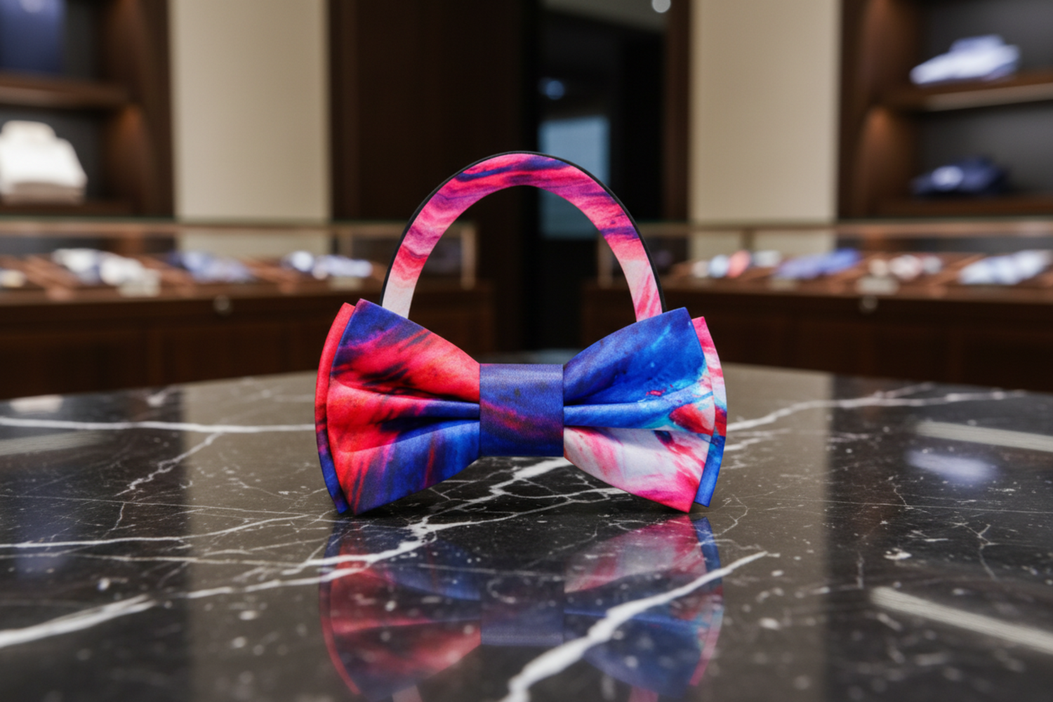 Red, Blue, Pink Abstract Bow Tie Pre Tied