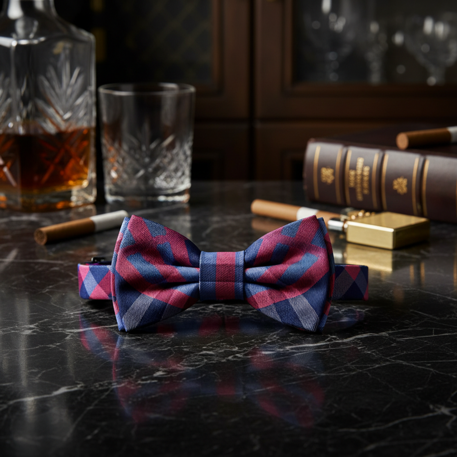 Pre Tied: Blue, Yellow Gold Flowers Bow Tie