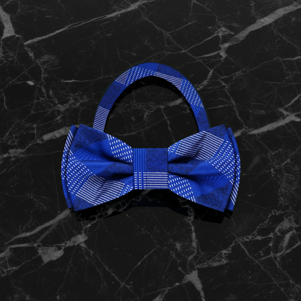 Blue bow tie on a black marble background