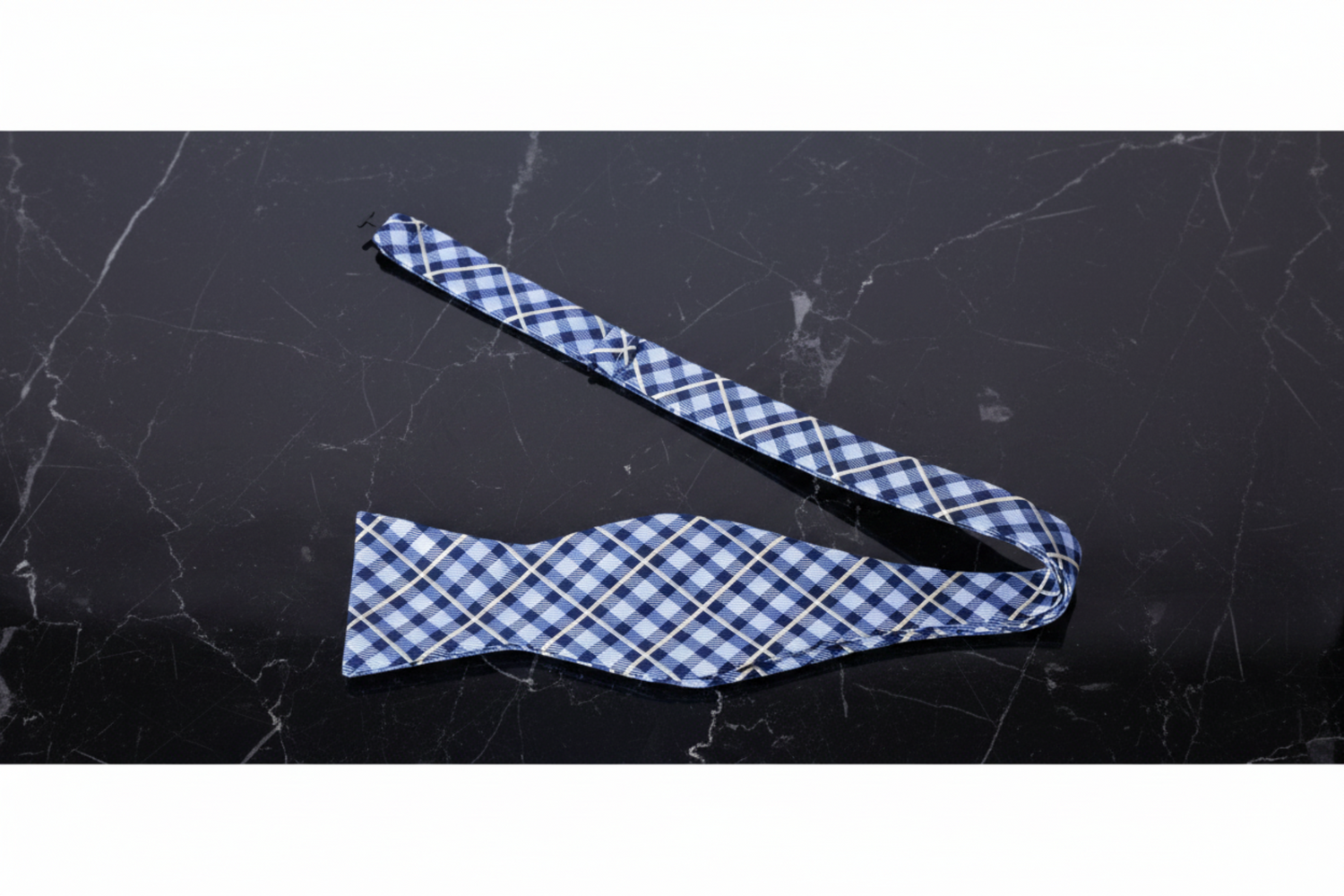 Blue Plaid Self Tie Bow Tie