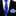 Blue patterned plaid thin tie and light blue pocket square on a black suit jacket.