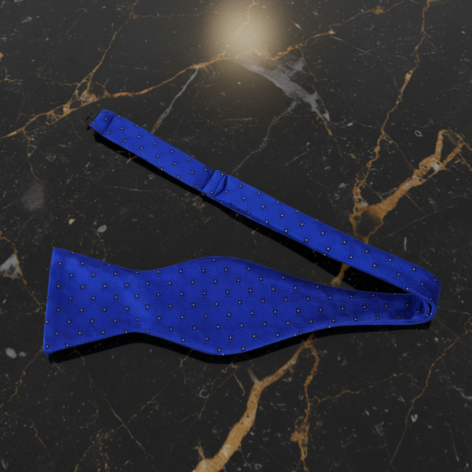 Blue Geometric Bow Tie Self Tie