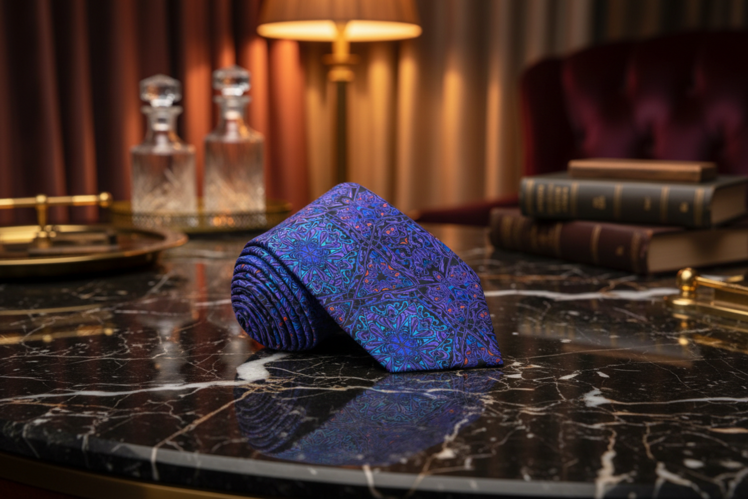 Purple, Blue Abstract Necktie