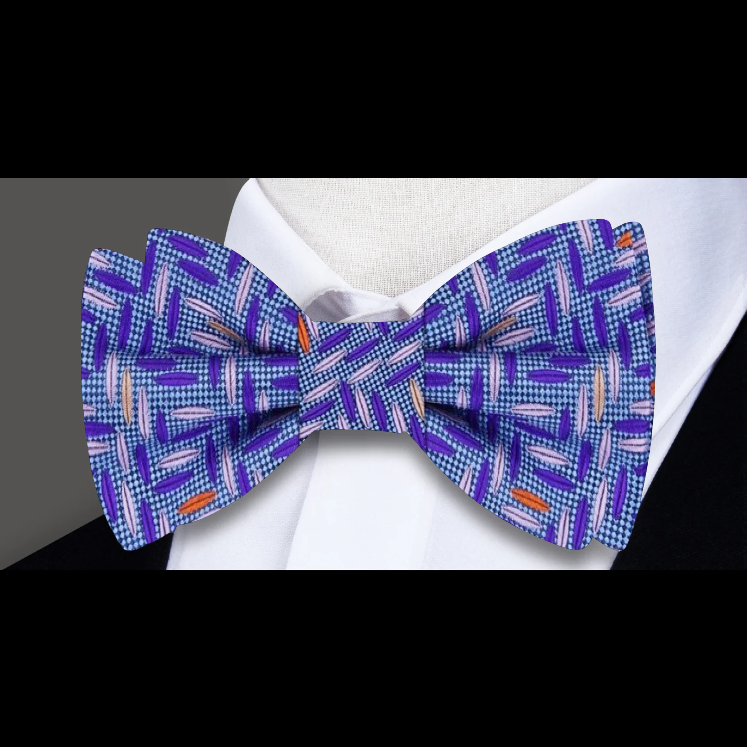 Blue, Purple, Light Pink, Orange Geometric Bow Tie