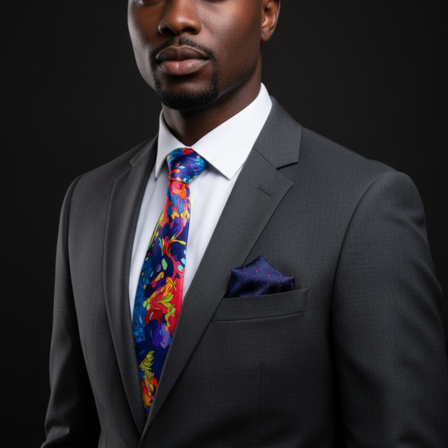 Abstract Watercolor Swirl Necktie | Multicolor Blue, Purple, Red, Orange & Yellow