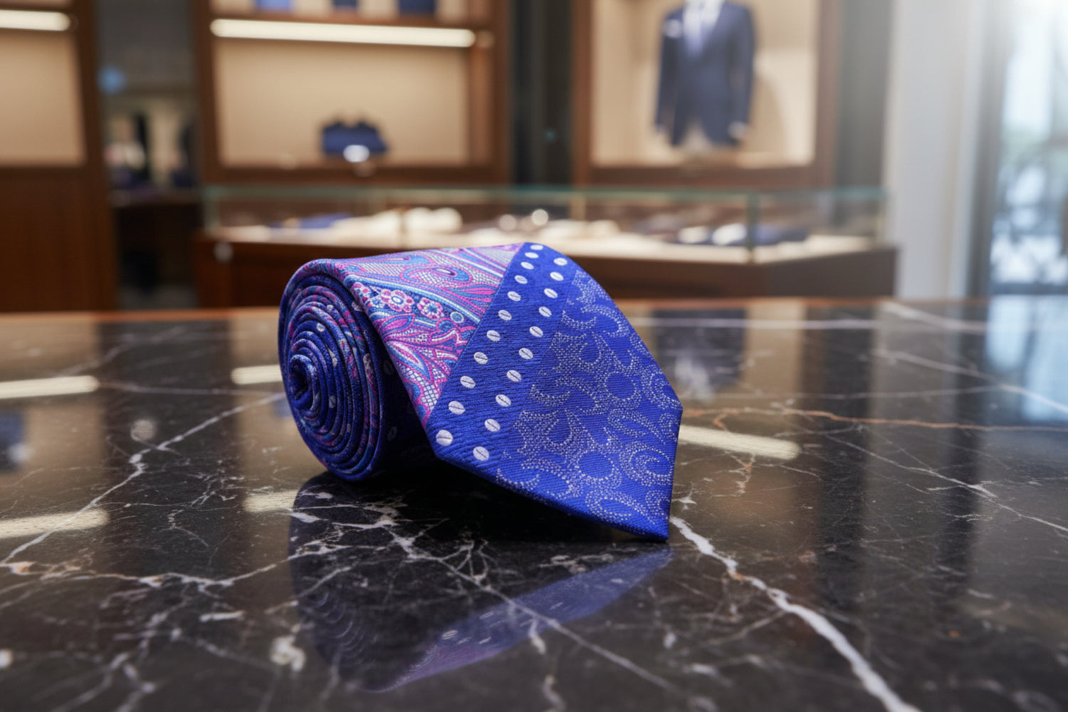 blue and purple necktie
