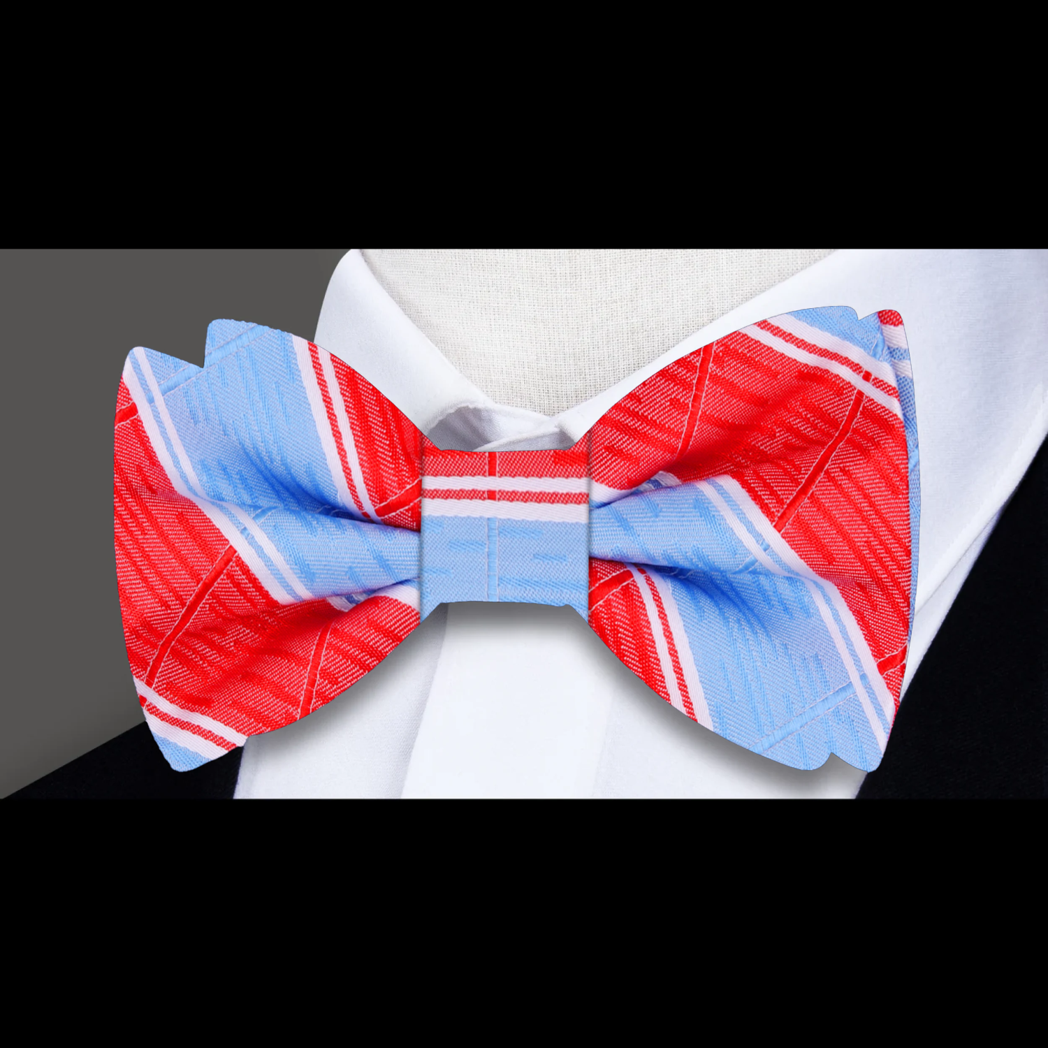 Red, Blue Stripe Bow Tie