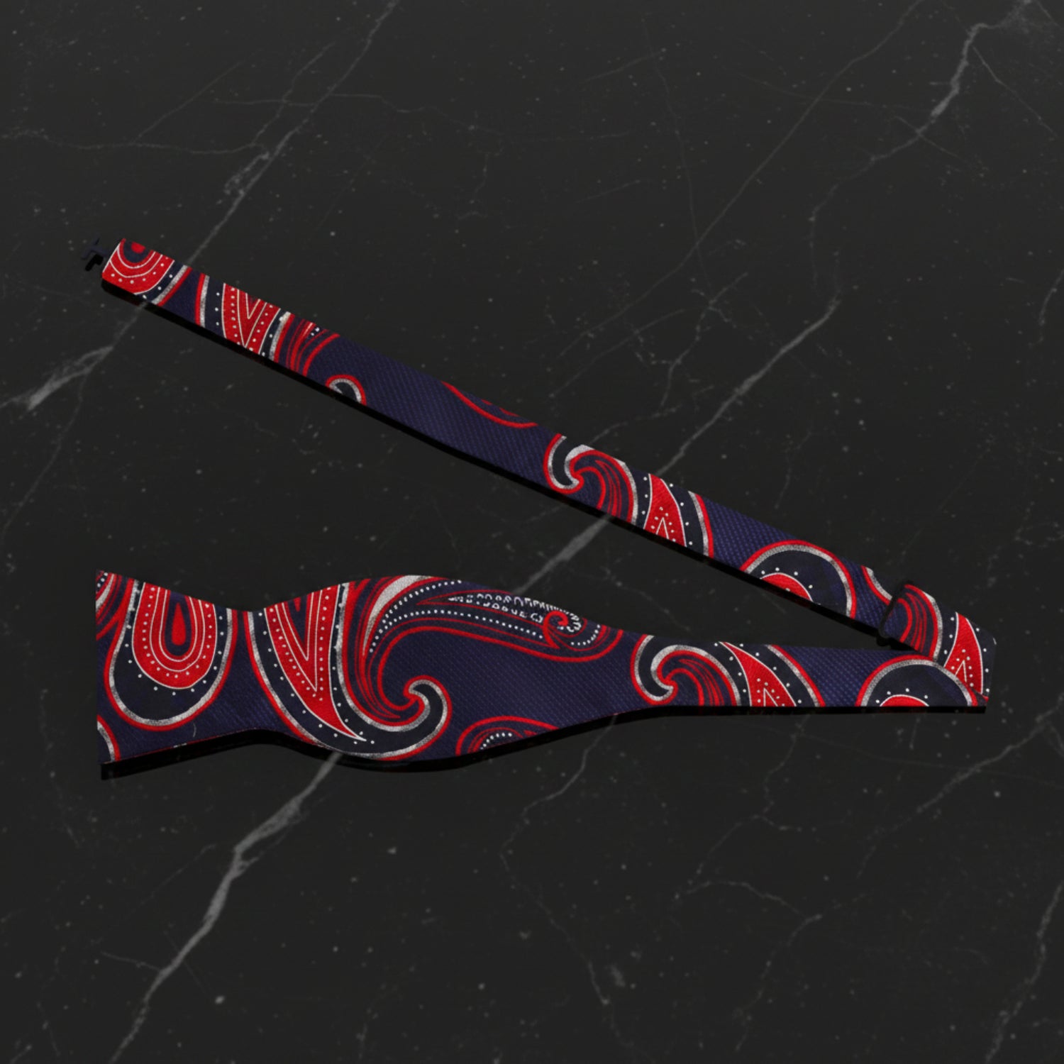 Blue and Red Paisley Self Tie Bow Tie
