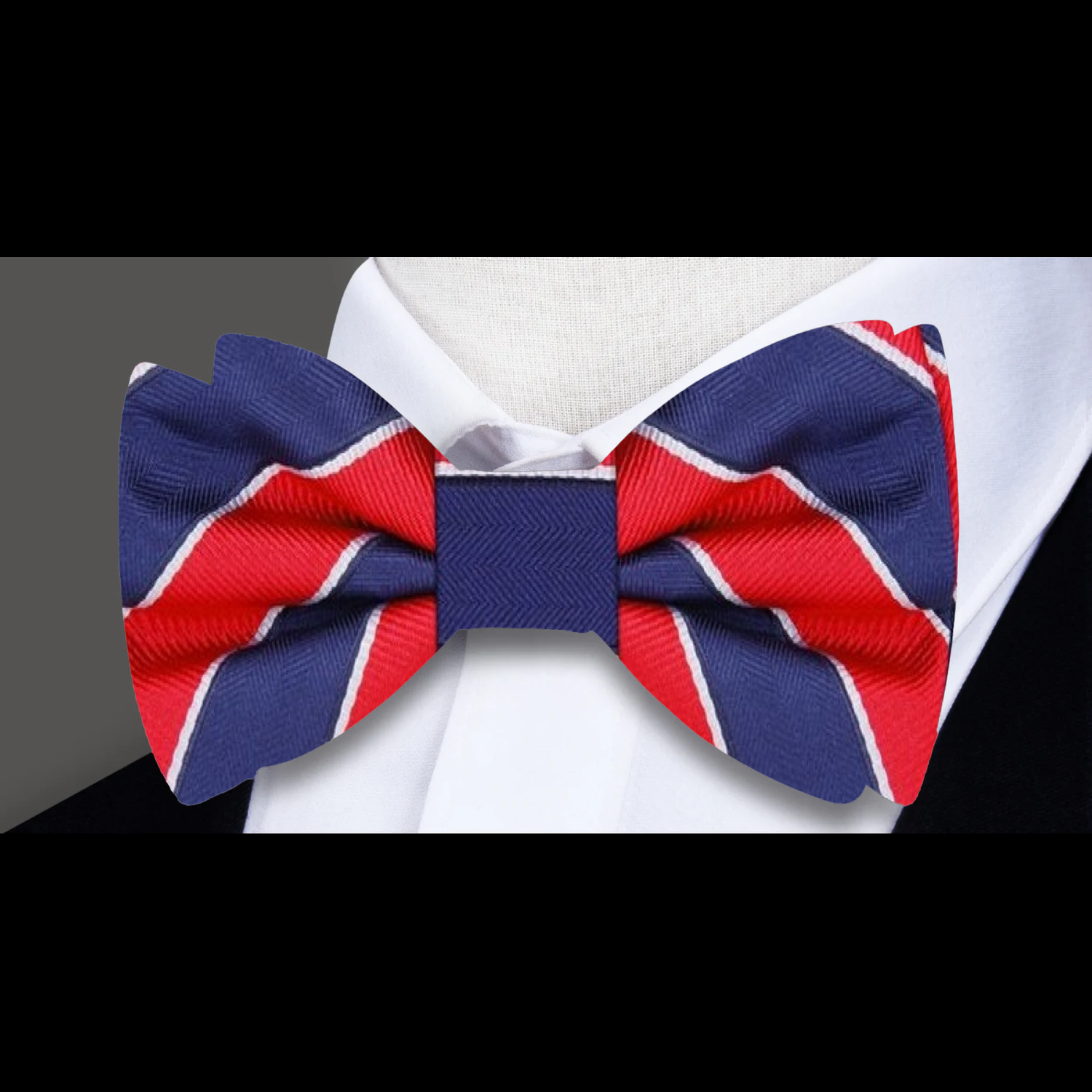 Blue Red Stripe Bow Tie