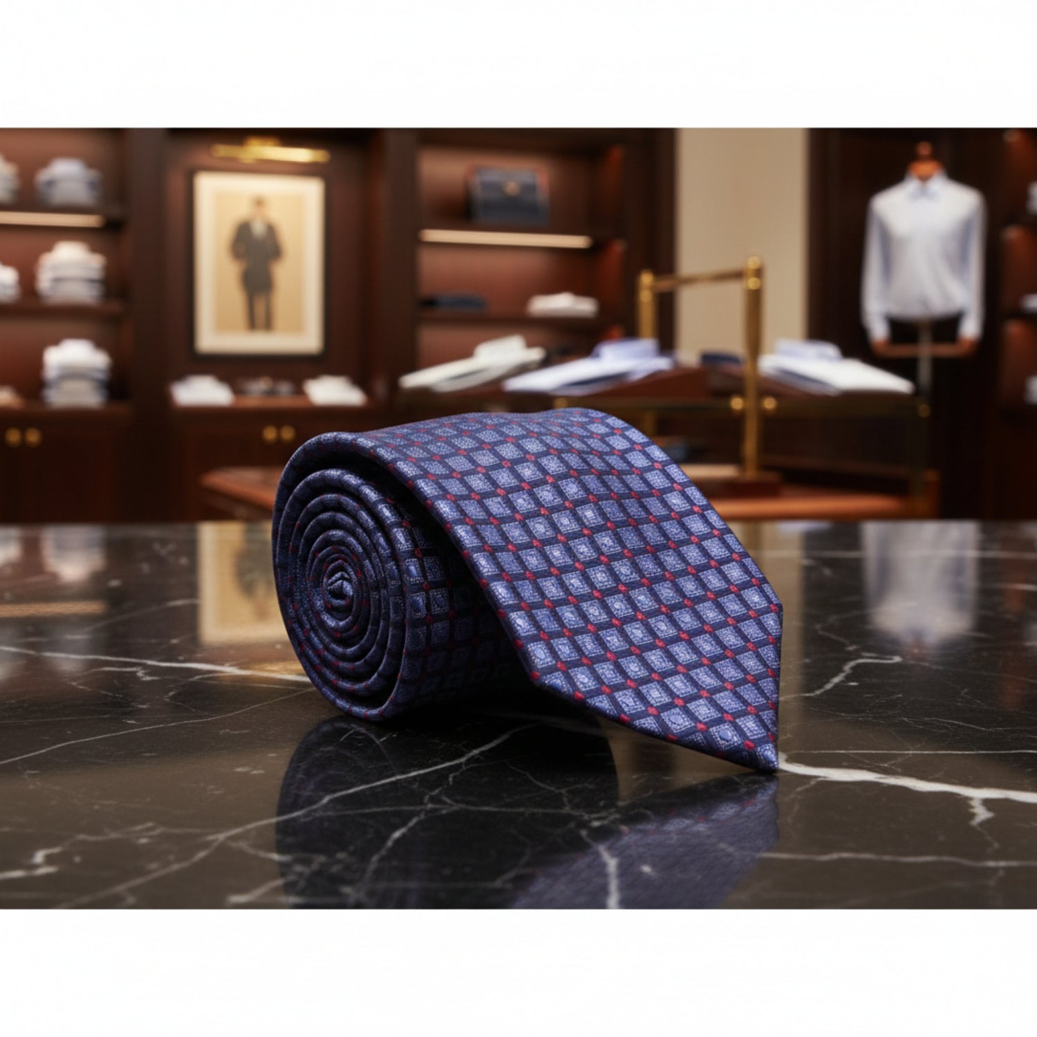 Blue, Red Check Tie  