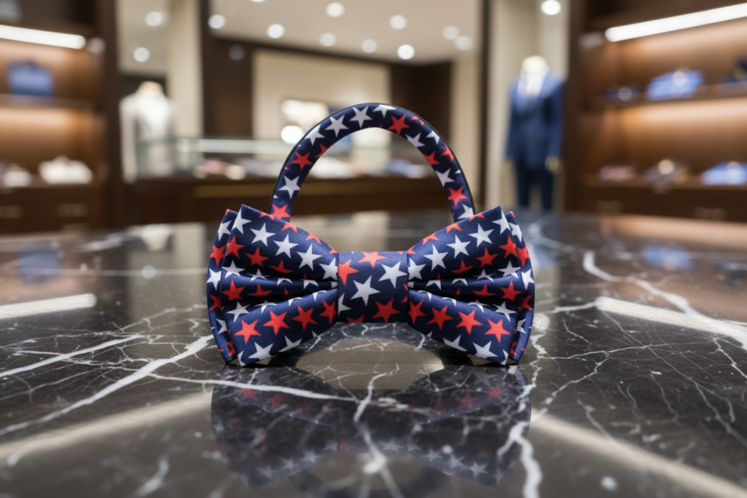 Blue, Red, White Stars Pre Tied Bow Tie