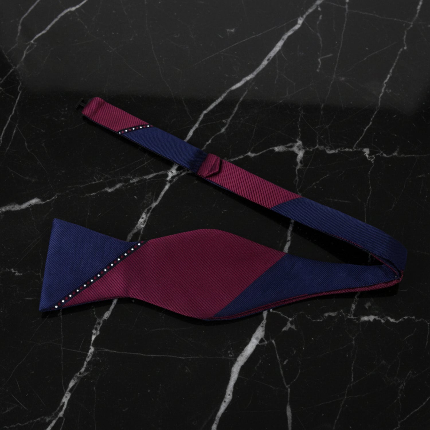 Blue and Dark Red Stripe Bow Tie Self Tie