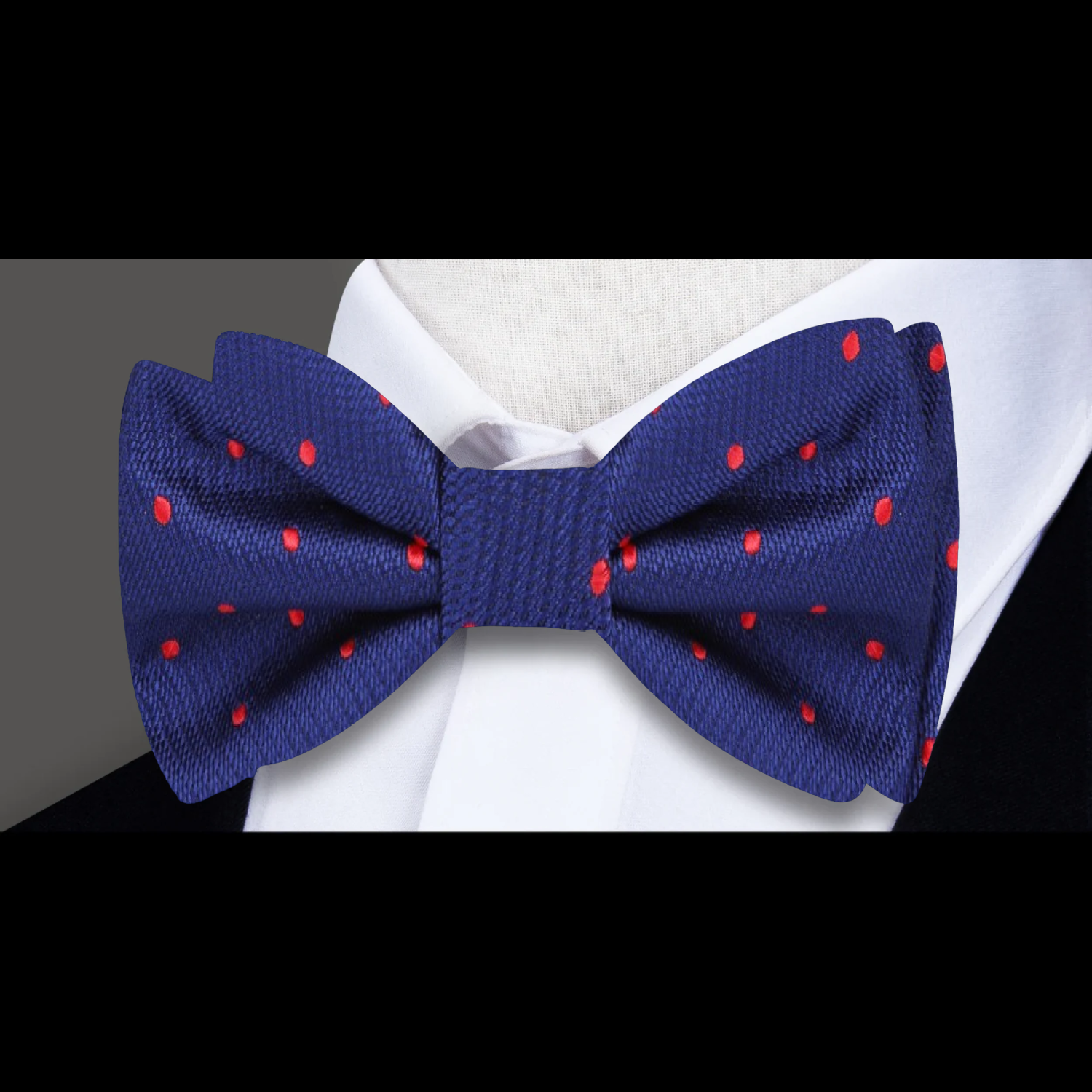 Blue, Red Polka Bow Tie Self Tie