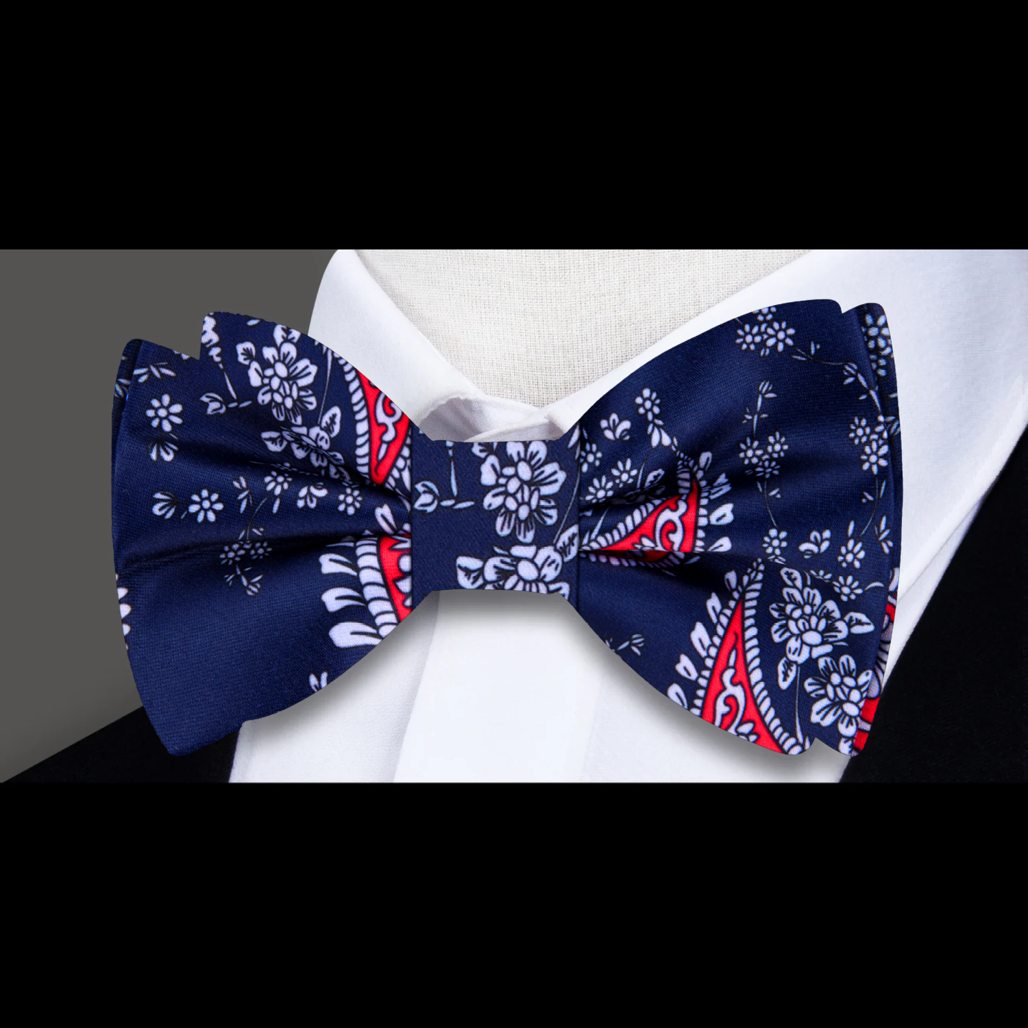 Blue Red Paisley Bow tie View 1