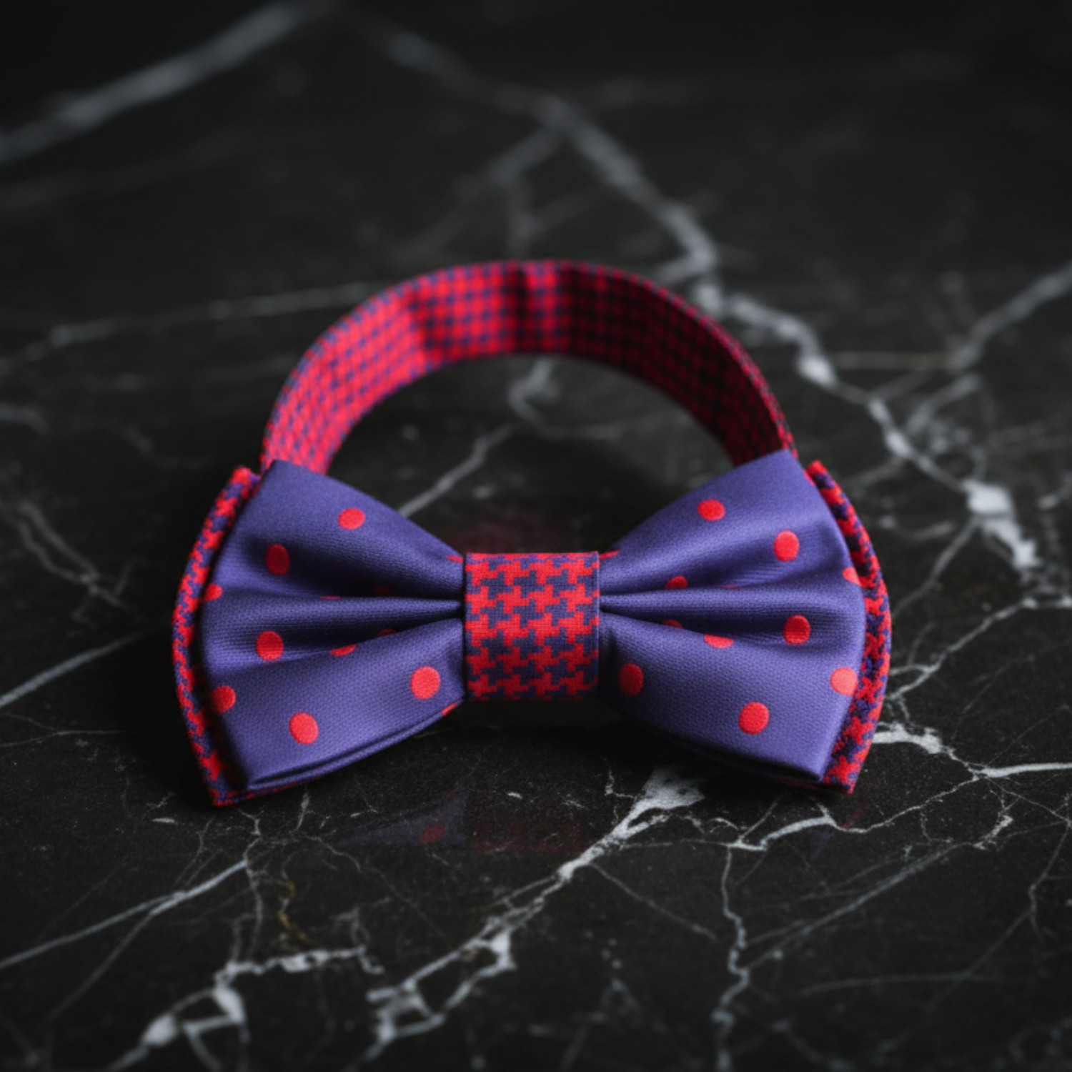 Blue, Red Dots Bow Tie Pre Tied