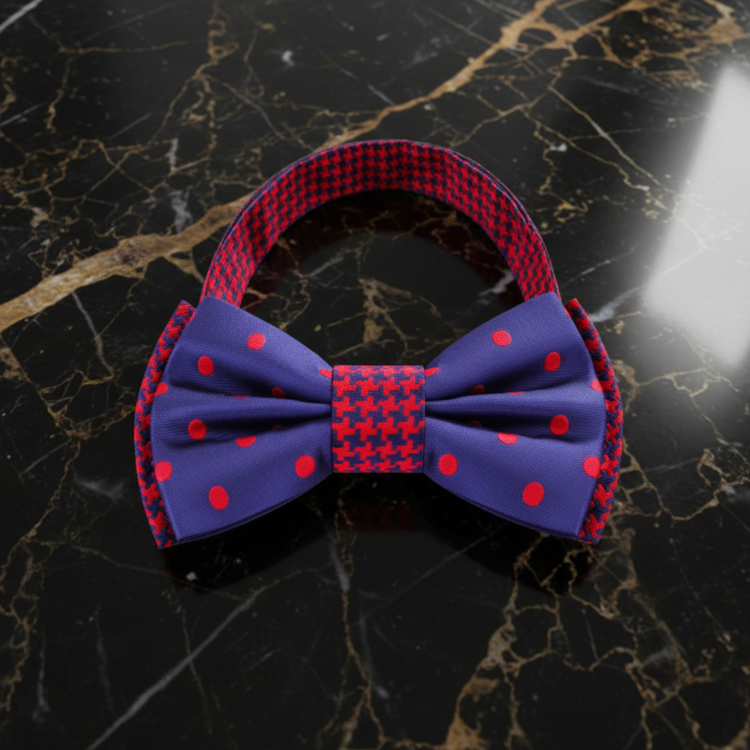 Blue, Red Polka Bow Tie Pre Tied