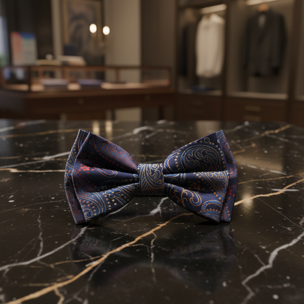 A Blue, Red Color With Paisley Pattern Kids Pre-Tied Bow Tie 