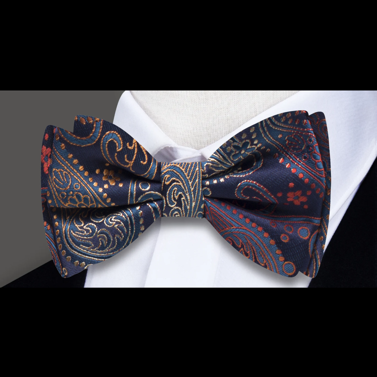 Blue, Red and Orange Paisley Bow Tie