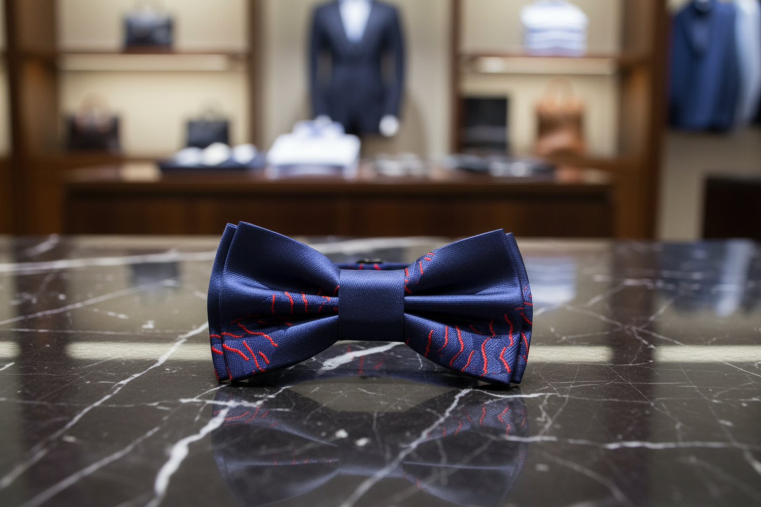 Blue, Red Tiger Bow Tie Pre Tied