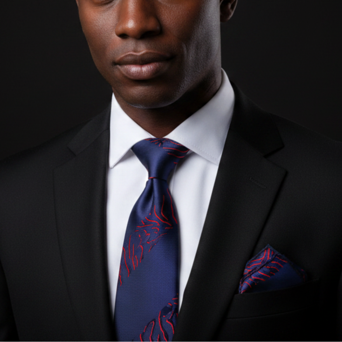 Deep Blue & Red Tiger Print Necktie