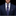 Man wearing a navy suit with a patterned tie and pocket square on a black background