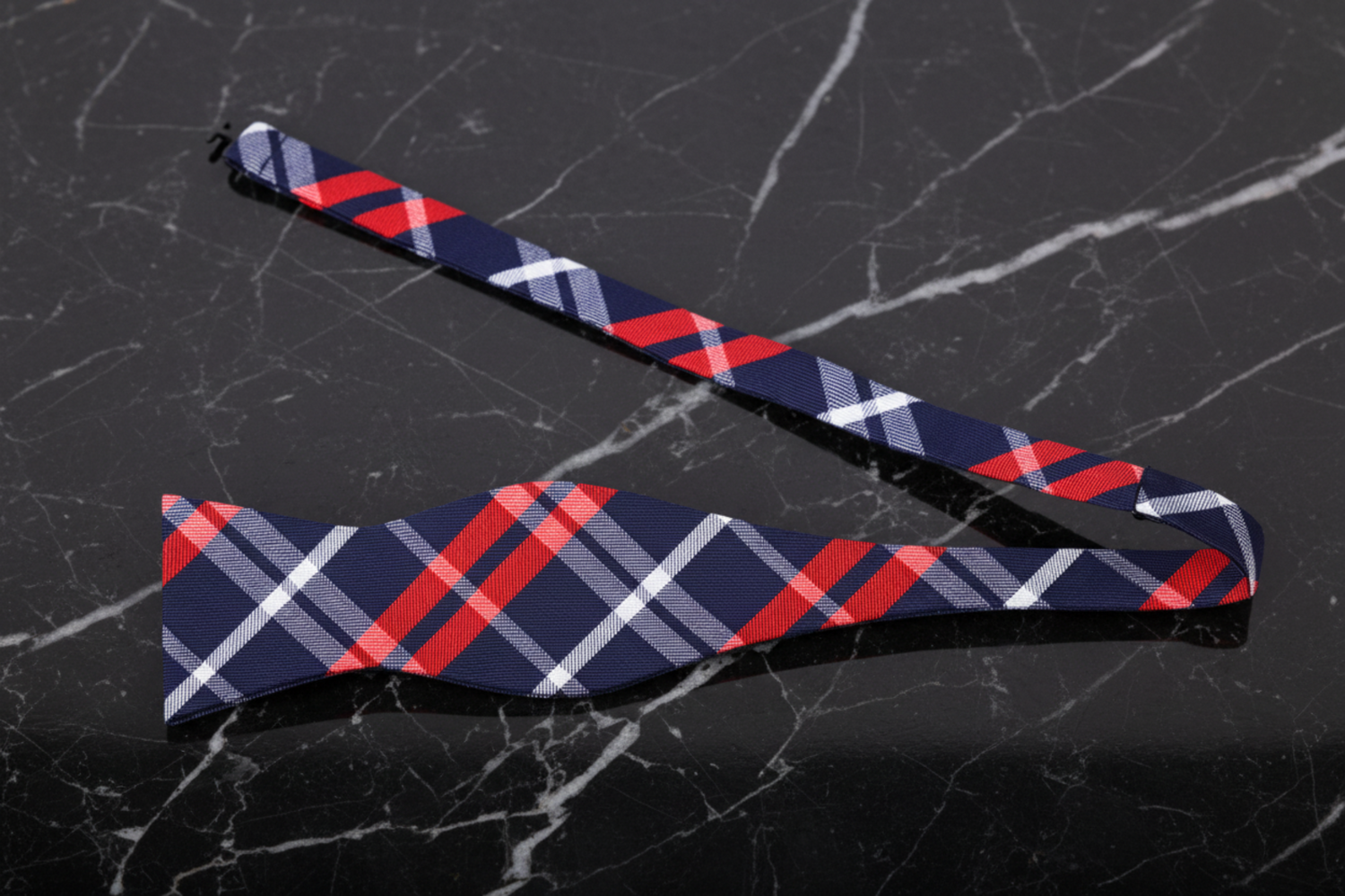 Blue, Red Plaid Self Tie Bow Tie
