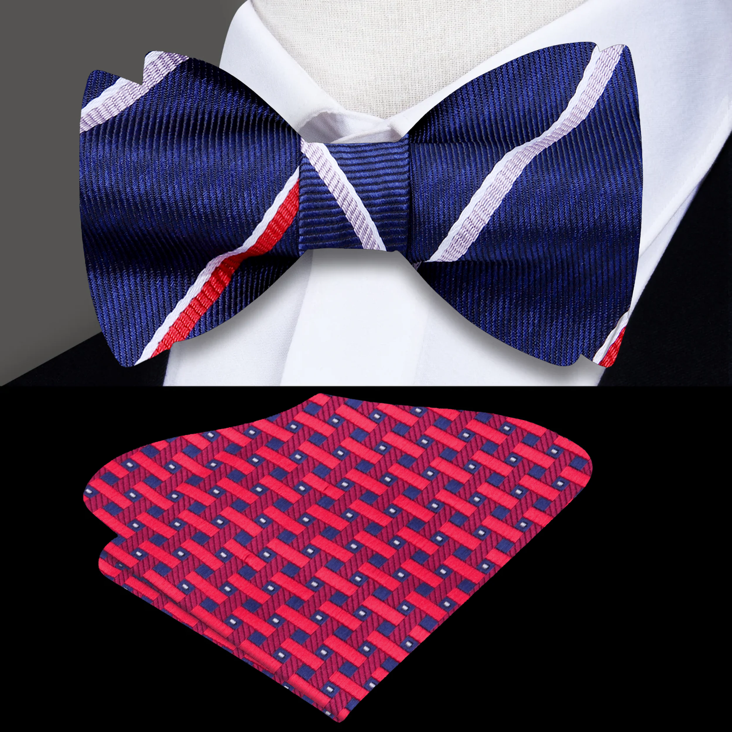 Blue Red White Stripe Bow Tie and Accenting Square 1s