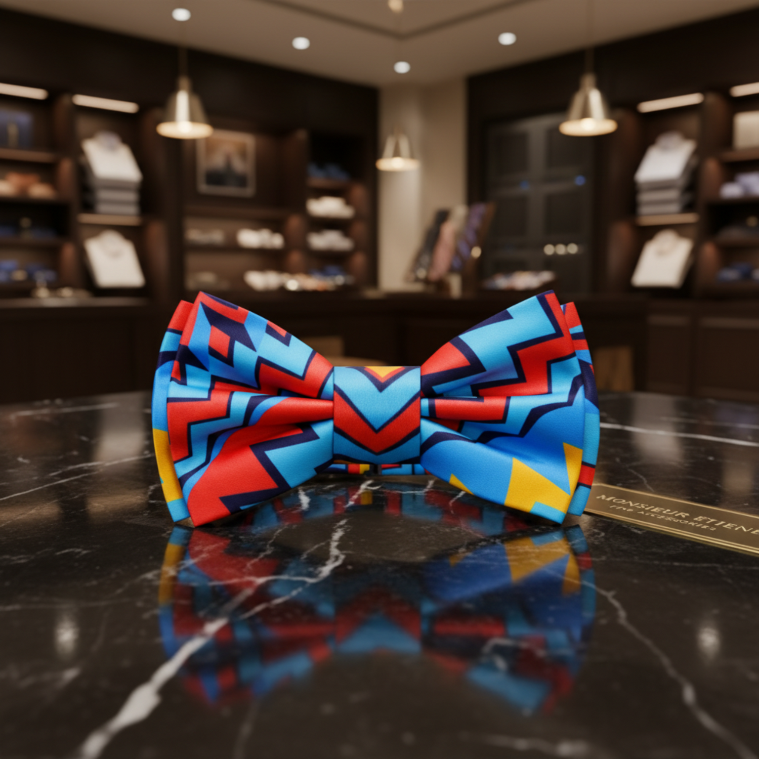 Orange Blue Abstract Bow tie Pre Tied